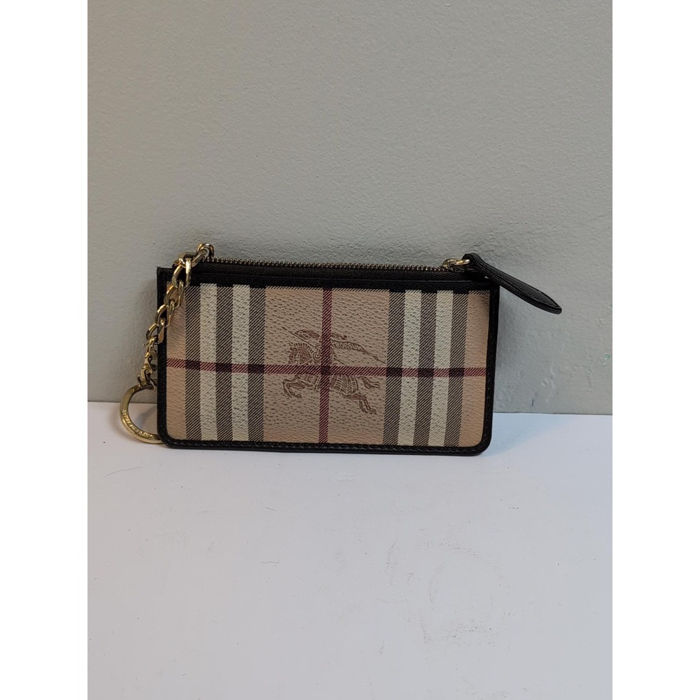 Used Burberry‎ Zipper Pouch/Coin Purse/Card Holder Checked Pvc Leather - Picture 2 of 6